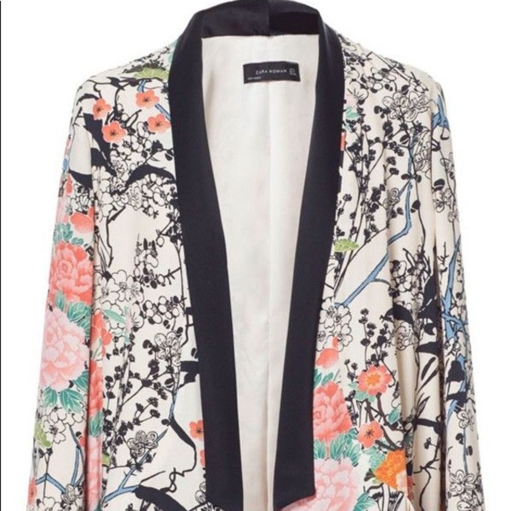 Zara Floral Kimono Blazer